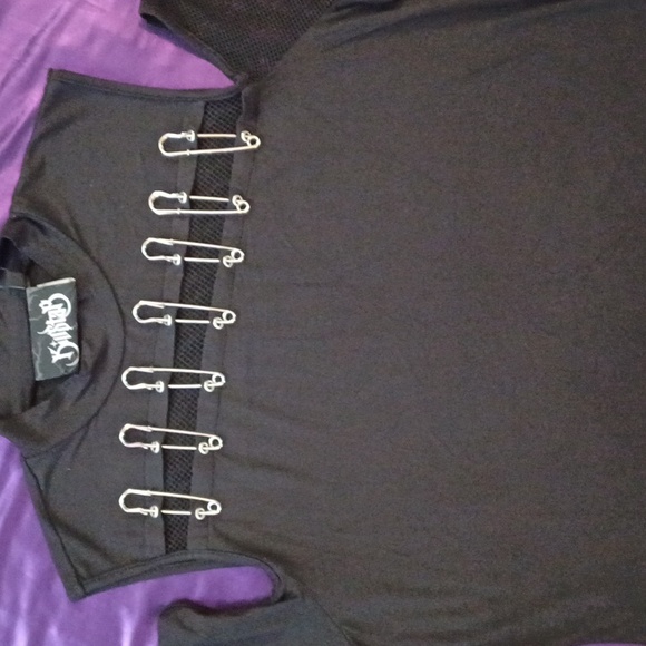 Killstar Dresses & Skirts - KILLSTAR ZAZZEL BLACK LONG-SLEEVED DRESS 4X HIGH NECK SAFTY PENS ACROSS CHEST